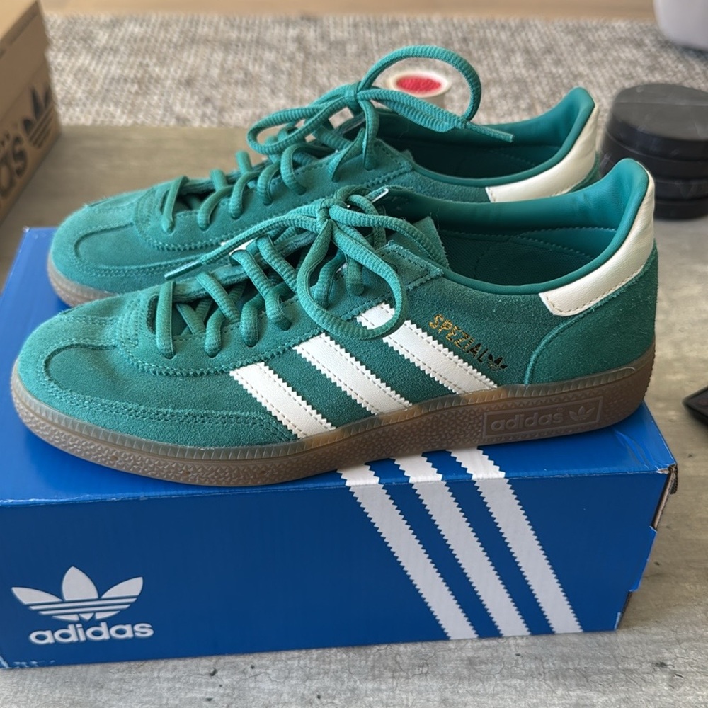 Adidas Spezial. Worn once. Women’s size 6.5.W. Color is a bright green.